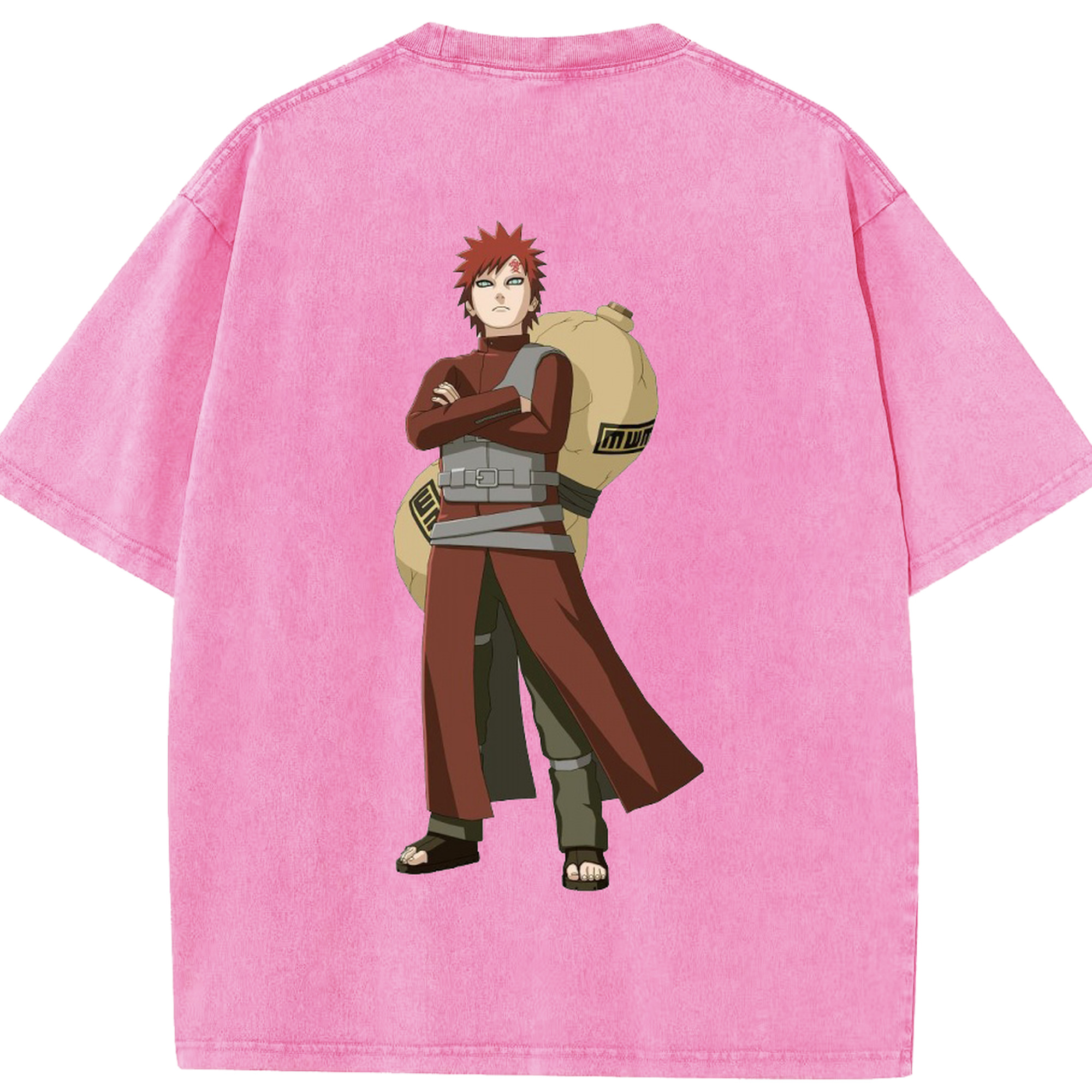 （画像用） NARUTO -ナルト- ガアラ Gaara 綿100% ヴィンテージ風 半袖Tシャツ（背面プリント）